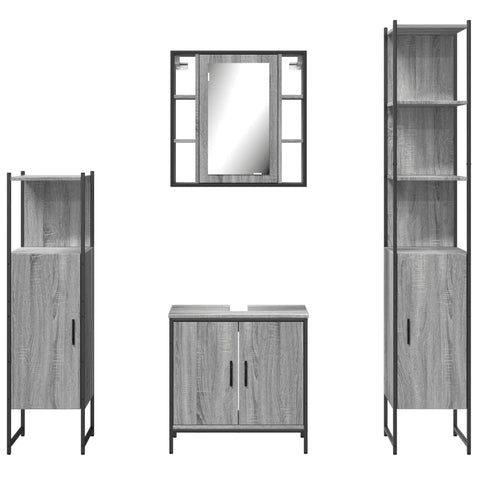 vidaXL 4 Piece Bathroom Cabinet Set Grey Sonoma Engineered Wood