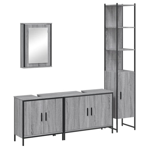 vidaXL 4 Piece Bathroom Furniture Set Grey Sonoma Engineered Wood
