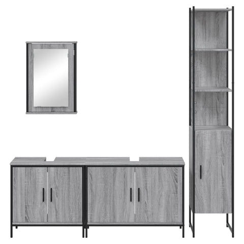 vidaXL 4 Piece Bathroom Furniture Set Grey Sonoma Engineered Wood