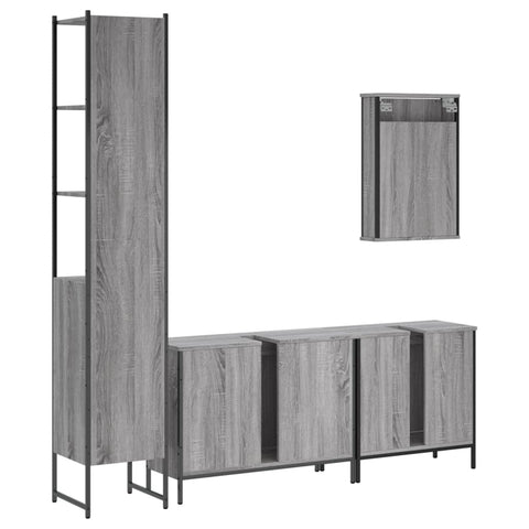 vidaXL 4 Piece Bathroom Furniture Set Grey Sonoma Engineered Wood