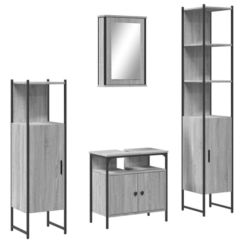 vidaXL 4 Piece Bathroom Furniture Set Grey Sonoma Engineered Wood