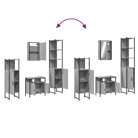 vidaXL 4 Piece Bathroom Furniture Set Grey Sonoma Engineered Wood