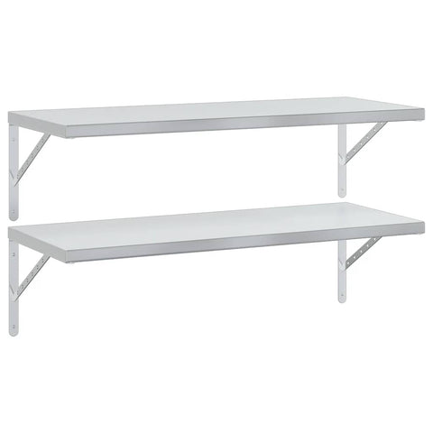 vidaXL Wall Shelves 2 pcs 100x40 cm Silver Stainless Steel