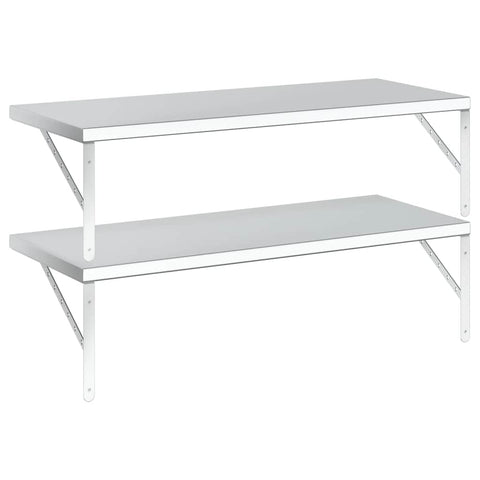 vidaXL Wall Shelves 2 pcs 100x40 cm Silver Stainless Steel