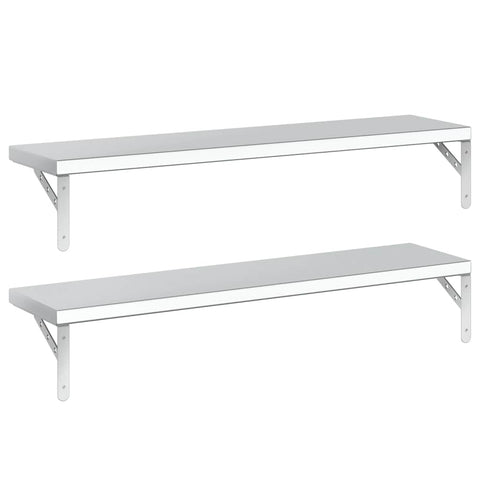 vidaXL Wall Shelves 2 pcs 100x23.5 cm Silver Stainless Steel