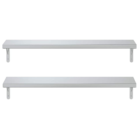 vidaXL Wall Shelves 2 pcs 100x23.5 cm Silver Stainless Steel