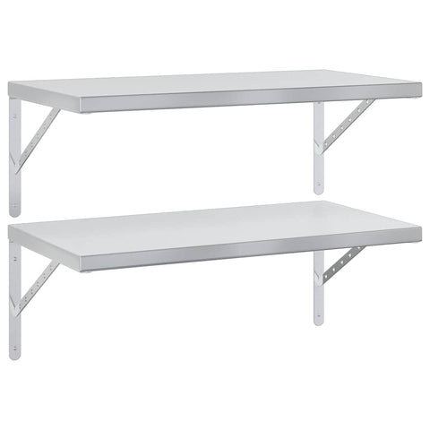 vidaXL Wall Shelves 2 pcs 75x40 cm Silver Stainless Steel