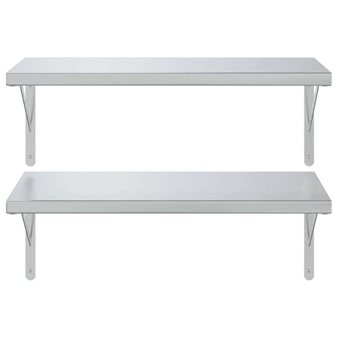vidaXL Wall Shelves 2 pcs 75x40 cm Silver Stainless Steel