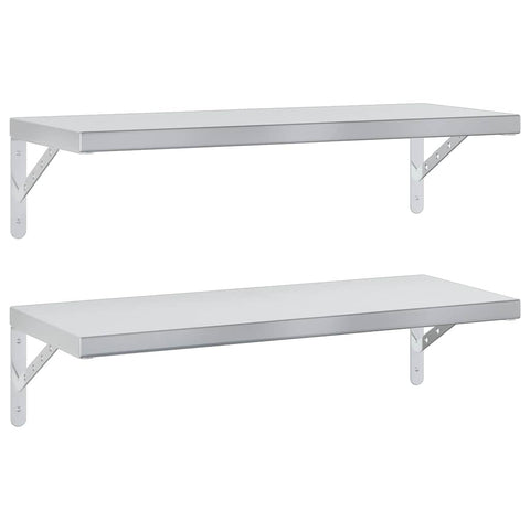 vidaXL Wall Shelves 2 pcs 75x30 cm Silver Stainless Steel