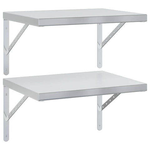vidaXL Wall Shelves 2 pcs 50x40 cm Silver Stainless Steel