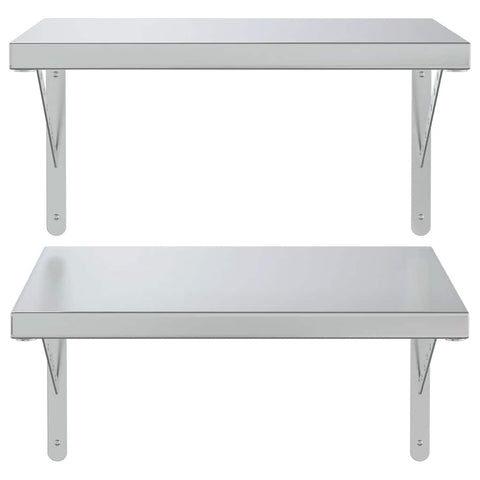 vidaXL Wall Shelves 2 pcs 50x40 cm Silver Stainless Steel