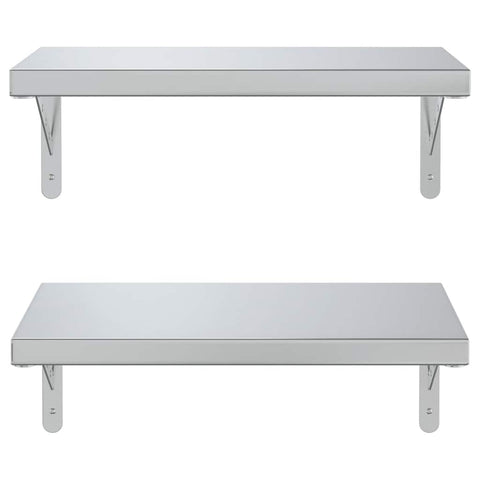vidaXL Wall Shelves 2 pcs 50x30 cm Silver Stainless Steel