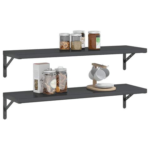 vidaXL Wall Shelves 2 pcs 100x30 cm Black Stainless Steel