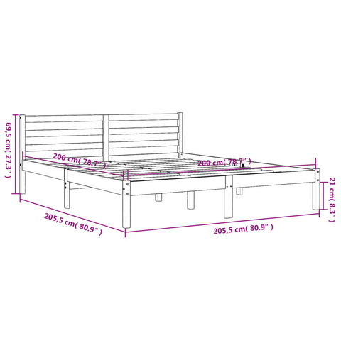 vidaXL Bed Frame without Mattress Wax Brown 200x200 cm Solid Wood Pine