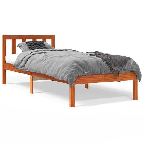 vidaXL Bed Frame without Mattress Wax Brown 90x200 cm Solid Wood Pine