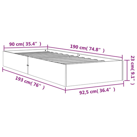 vidaXL Bed Frame without Mattress Wax Brown 90x190 cm Single Solid Wood Pine