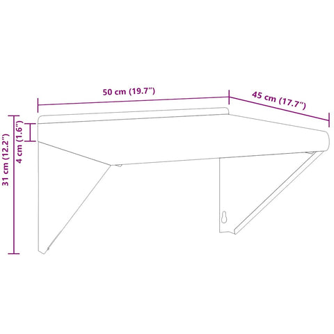 vidaXL Wall Shelf 50x45x31 cm Silver Stainless Steel
