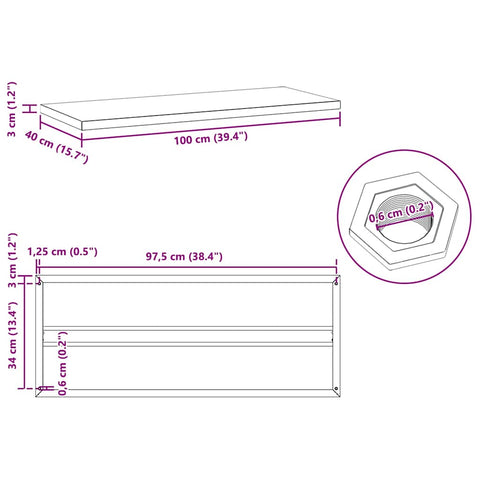 vidaXL Wall Shelves 2 pcs 100x40x3 cm Silver Stainless Steel