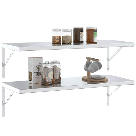 vidaXL Shelf Brackets 4 pcs 40x2.5x25 cm Silver Stainless Steel