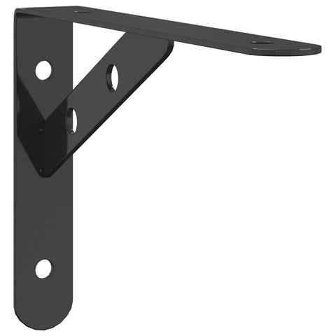 vidaXL Shelf Brackets 4 pcs 20x2.5x14 cm Black Stainless Steel