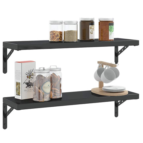 vidaXL Shelf Brackets 4 pcs 23.5x2.5x15.5 cm Black Stainless Steel