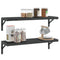 vidaXL Shelf Brackets 4 pcs 23.5x2.5x15.5 cm Black Stainless Steel