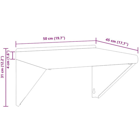 vidaXL Shelf Brackets 4 pcs 23.5x2.5x15.5 cm Black Stainless Steel