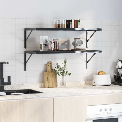 vidaXL Shelf Brackets 4 pcs 40x2.5x25 cm Black Stainless Steel