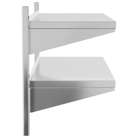 vidaXL 2-Tier Wall Shelf 100x40x60 cm Silver Stainless Steel