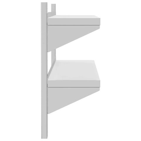 vidaXL 2-Tier Wall Shelf 100x23.5x60 cm Silver Stainless Steel