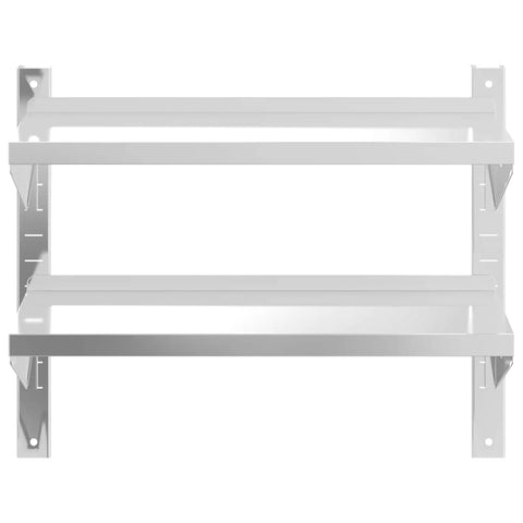 vidaXL 2-Tier Wall Shelf 75x23.5x60 cm Silver Stainless Steel