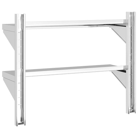 vidaXL 2-Tier Wall Shelf 75x23.5x60 cm Silver Stainless Steel