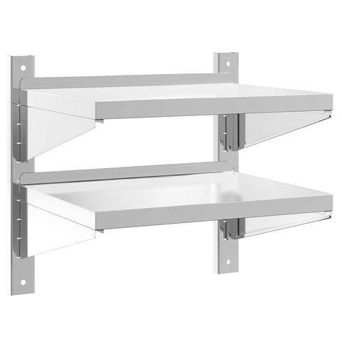vidaXL 2-Tier Wall Shelf 50x40x48 cm Silver Stainless Steel