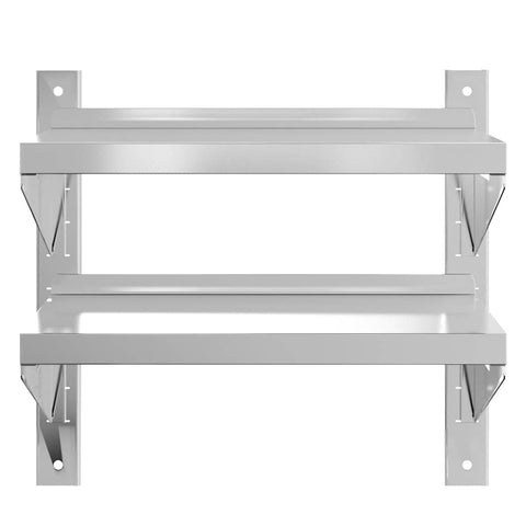 vidaXL 2-Tier Wall Shelf 50x30x48 cm Silver Stainless Steel
