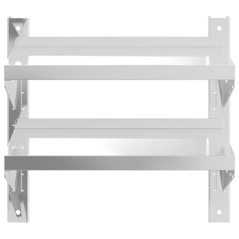 vidaXL 2-Tier Wall Shelf 50x23.5x48 cm Silver Stainless Steel