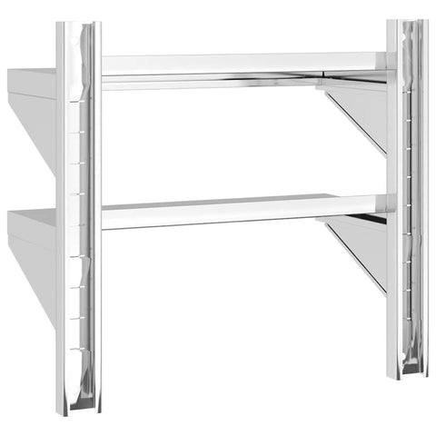 vidaXL 2-Tier Wall Shelf 50x23.5x48 cm Silver Stainless Steel