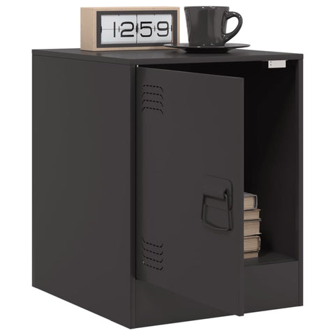 vidaXL Bedside Cabinets 2pcs Black 34.5x39x44 cm Steel