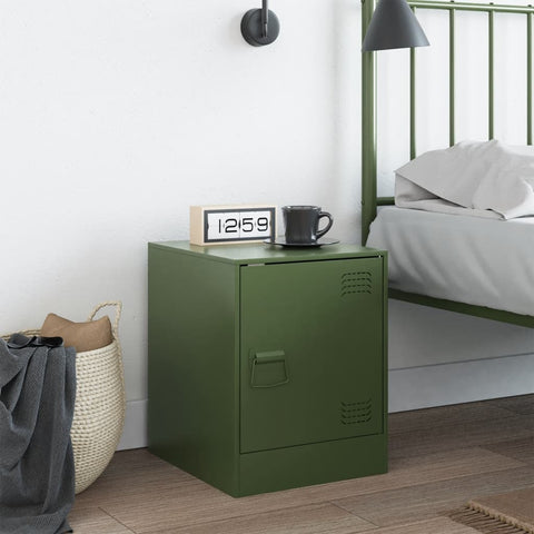vidaXL Bedside Cabinet Olive Green 34.5x39x44 cm Steel