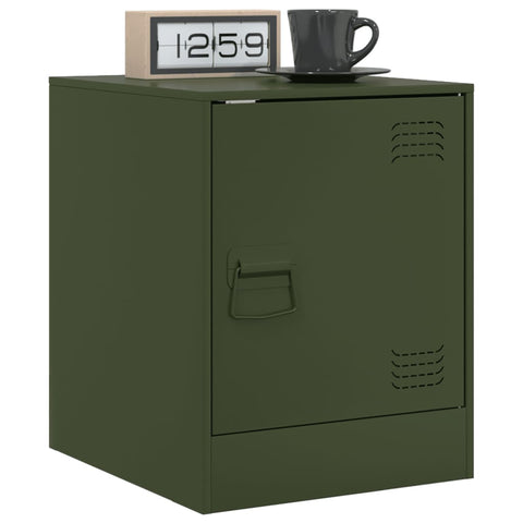 vidaXL Bedside Cabinet Olive Green 34.5x39x44 cm Steel