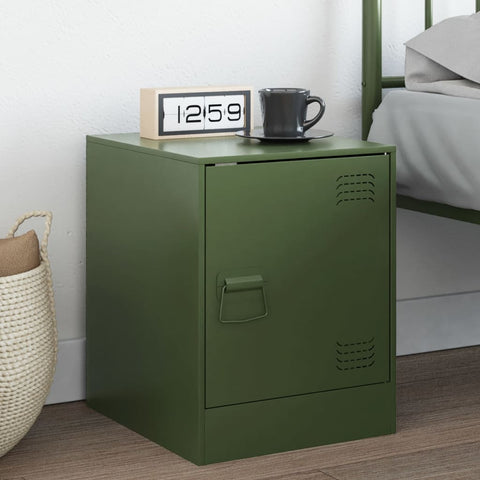 vidaXL Bedside Cabinet Olive Green 34.5x39x44 cm Steel