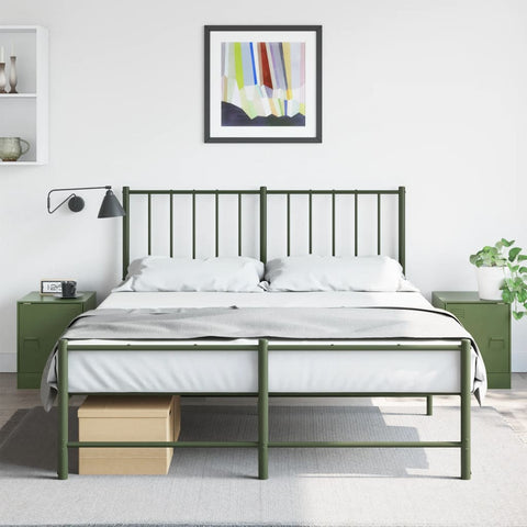 vidaXL Bedside Cabinets 2 pcs Olive Green 34.5x39x44 cm Steel