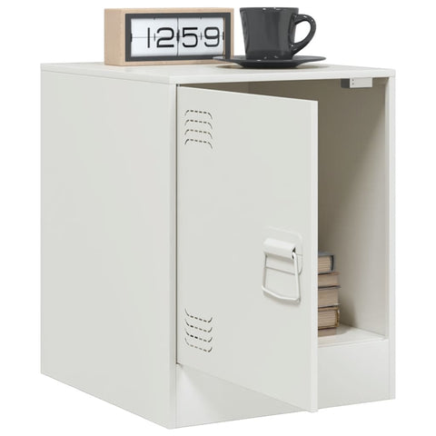 vidaXL Bedside Cabinet White 34.5x39x44 cm Steel