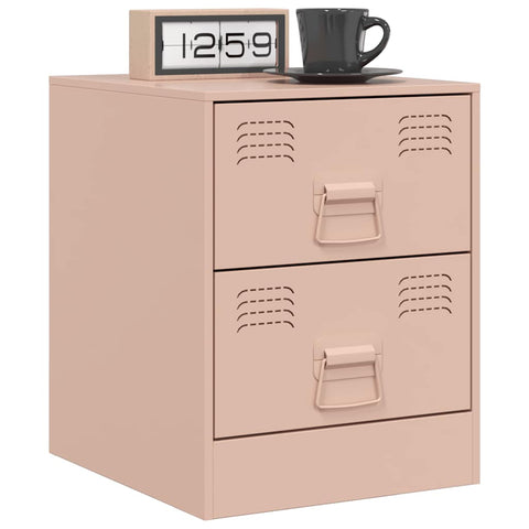 vidaXL Bedside Cabinet Pink 34.5x39x44 cm Steel