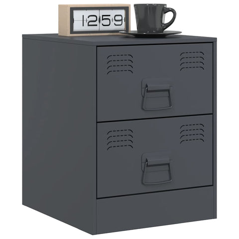 vidaXL Bedside Cabinets 2 pcs Anthracite 34.5x39x44 cm Steel