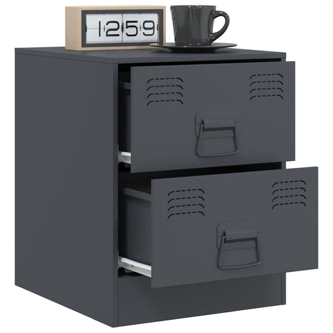 vidaXL Bedside Cabinets 2 pcs Anthracite 34.5x39x44 cm Steel
