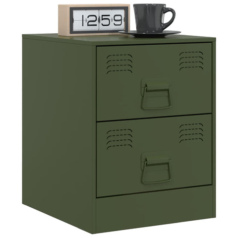 vidaXL Bedside Cabinets 2 pcs Green 34.5x39x44 cm Steel