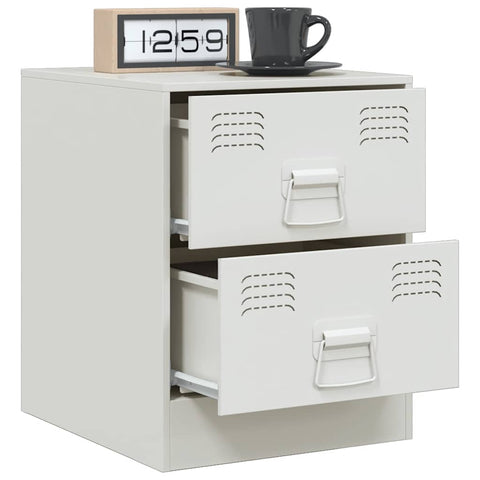 vidaXL Bedside Cabinet White 34.5x39x44 cm Steel