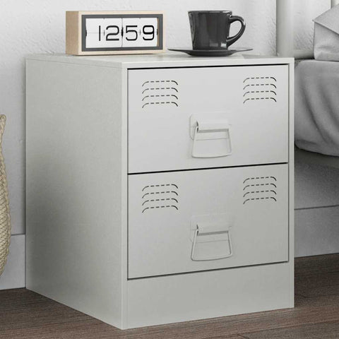 vidaXL Bedside Cabinet White 34.5x39x44 cm Steel