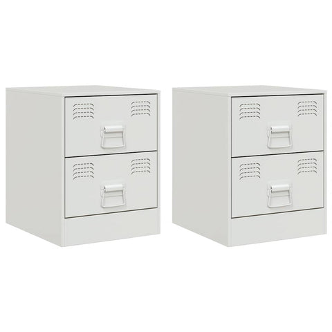 vidaXL Bedside Cabinets 2 pcs White 34.5x39x44 cm Steel