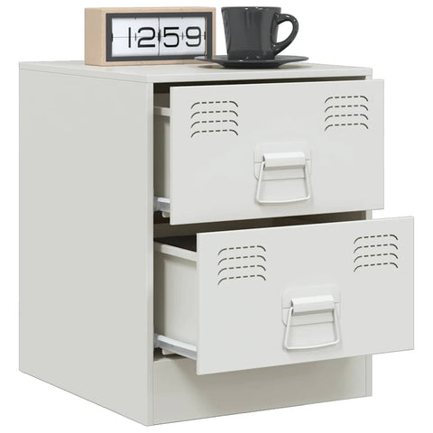 vidaXL Bedside Cabinets 2 pcs White 34.5x39x44 cm Steel
